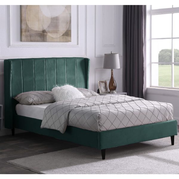 Ashburton Velvet Double Bed In Green | Bed Sava