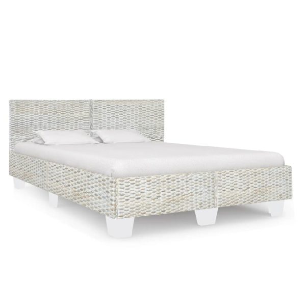 Asheville Rattan Double Bed In Grey Natural | Bed Sava