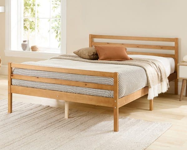 Aspire Alpine Solid Wood Natural Varnished Wooden Bed frame | Bed Sava