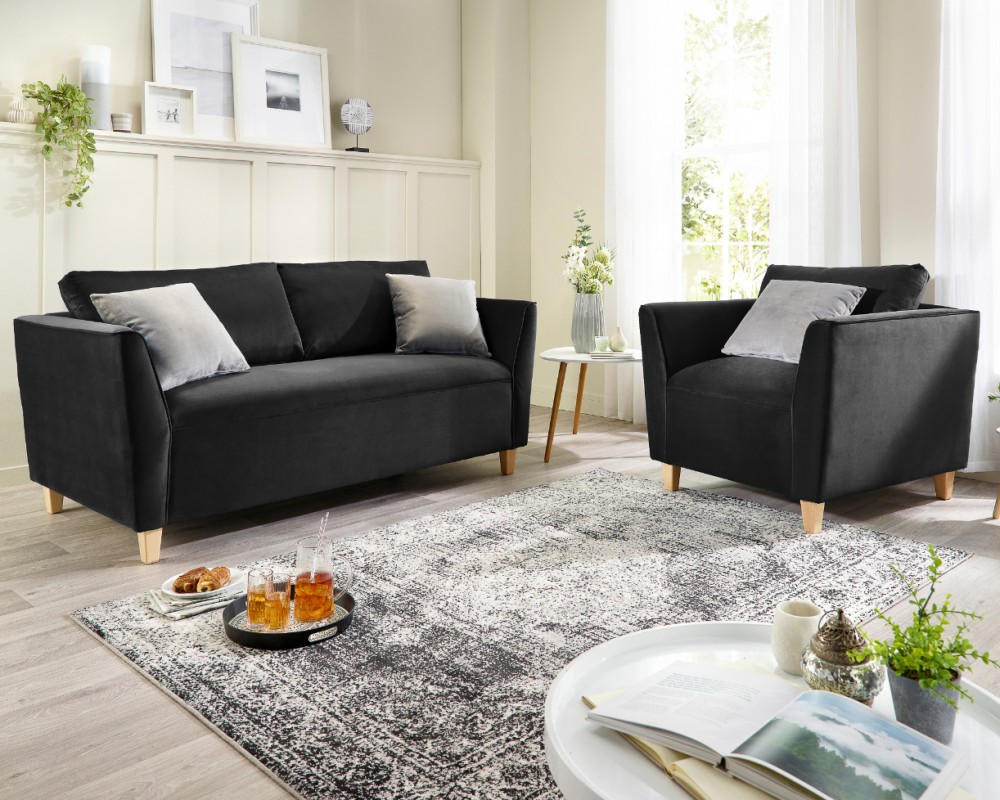 Aspire Ellie Sofa & Armchair Sets in Plush Velvet Upholstery Colours