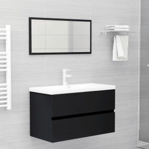Assago Wooden 2 Piece Bathroom Furniture Set In Black | Bed Sava