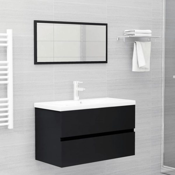 Assago Wooden 2 Piece Bathroom Furniture Set In Black | Bed Sava