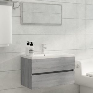 Assago Wooden 2 Piece Bathroom Furniture Set In Grey Sonoma | Bed Sava