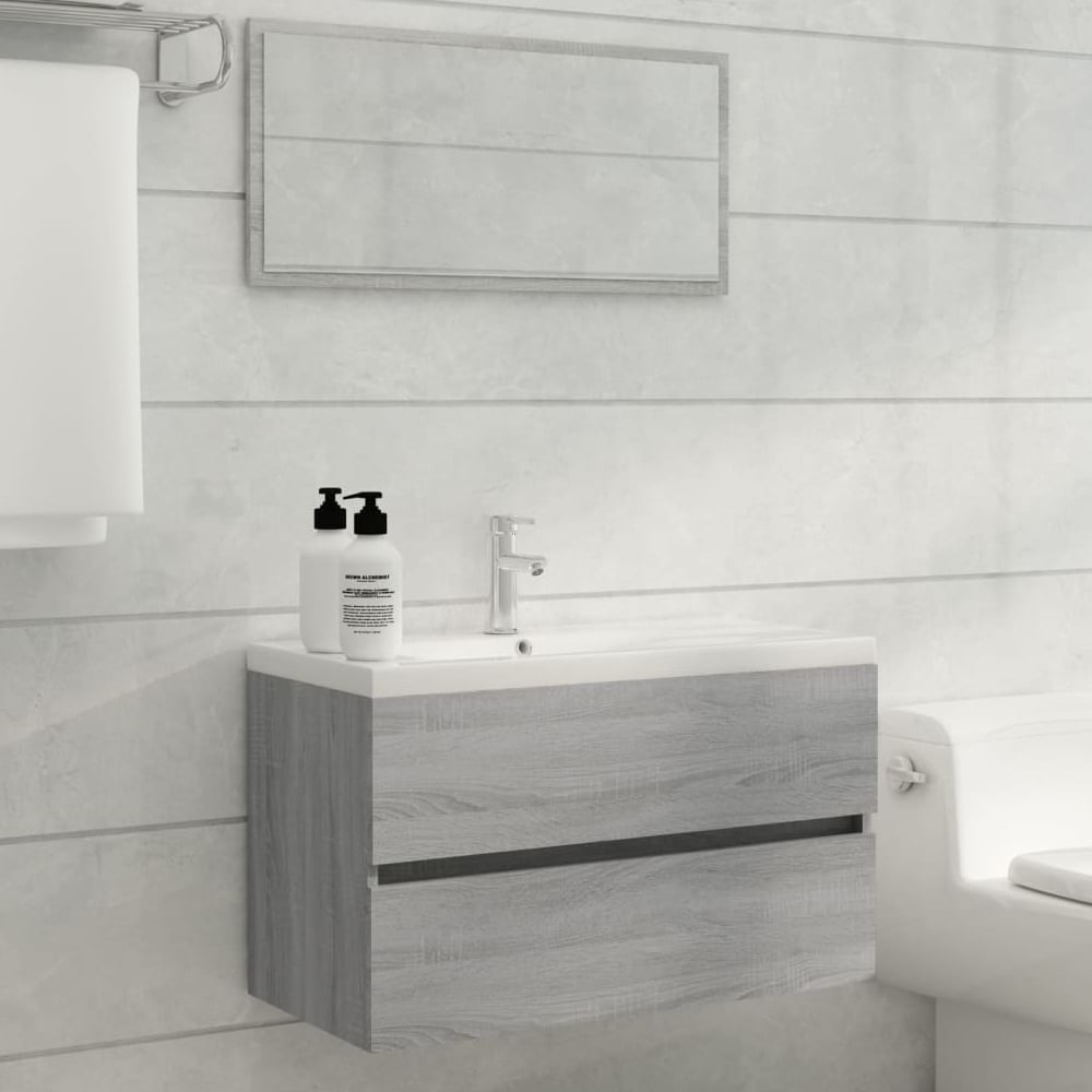 Assago Wooden 2 Piece Bathroom Furniture Set In Grey Sonoma