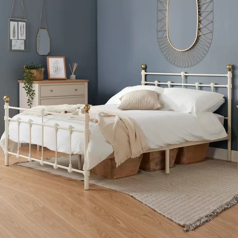 Atalla Metal Double Bed In Cream