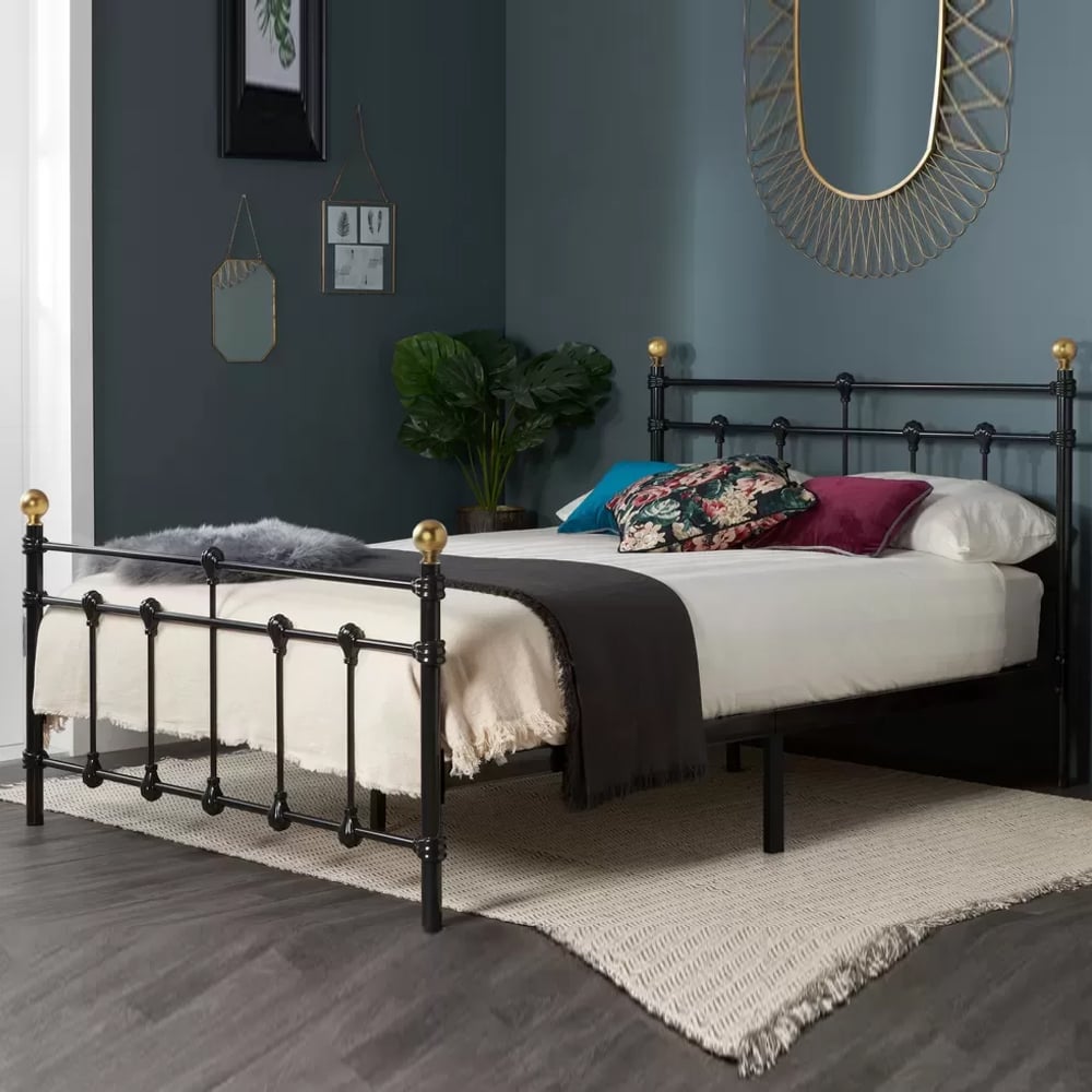 Atalla Metal Small Double Bed In Black