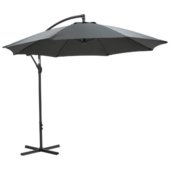 Athine Outdoor Polyester Round Parasol In Dark Grey | Bed Sava