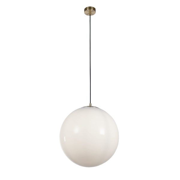 Atom Opal Glass Ceiling Pendant Light In Satin Brass | Bed Sava
