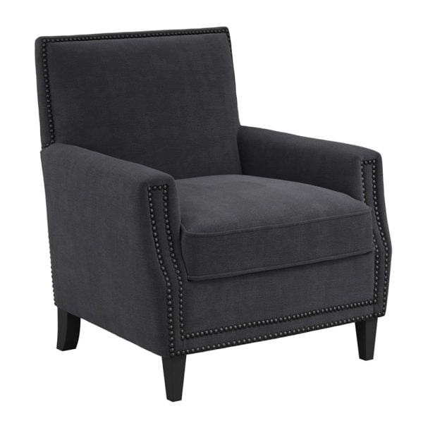 Attica Fabric Armchair With Wooden Legs In Anthracite | Bed Sava