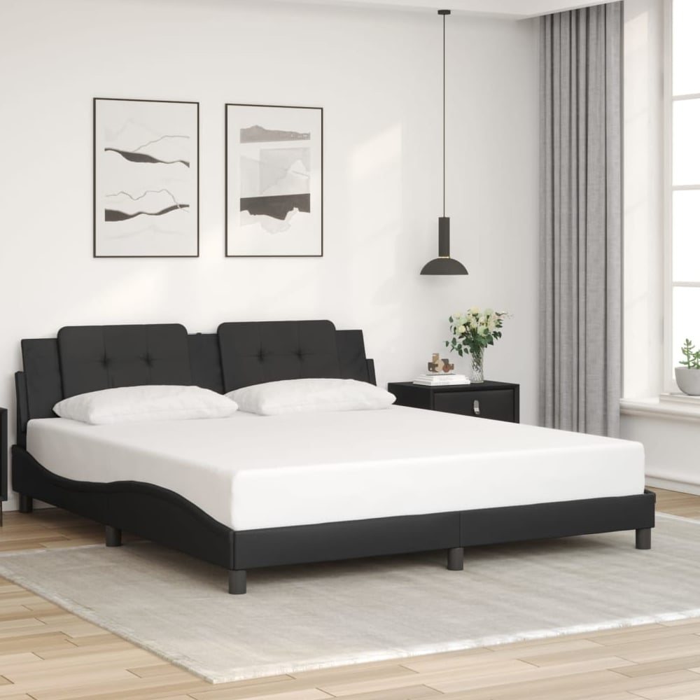 Attica Faux Leather Super King Size In Black