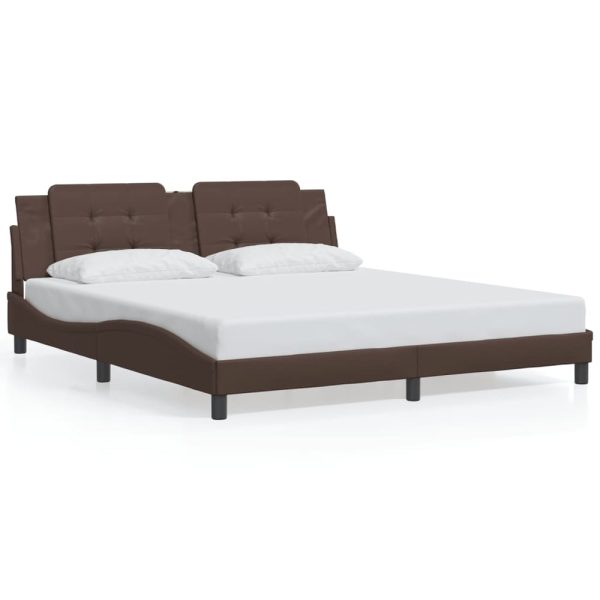 Attica Faux Leather Super King Size In Brown | Bed Sava