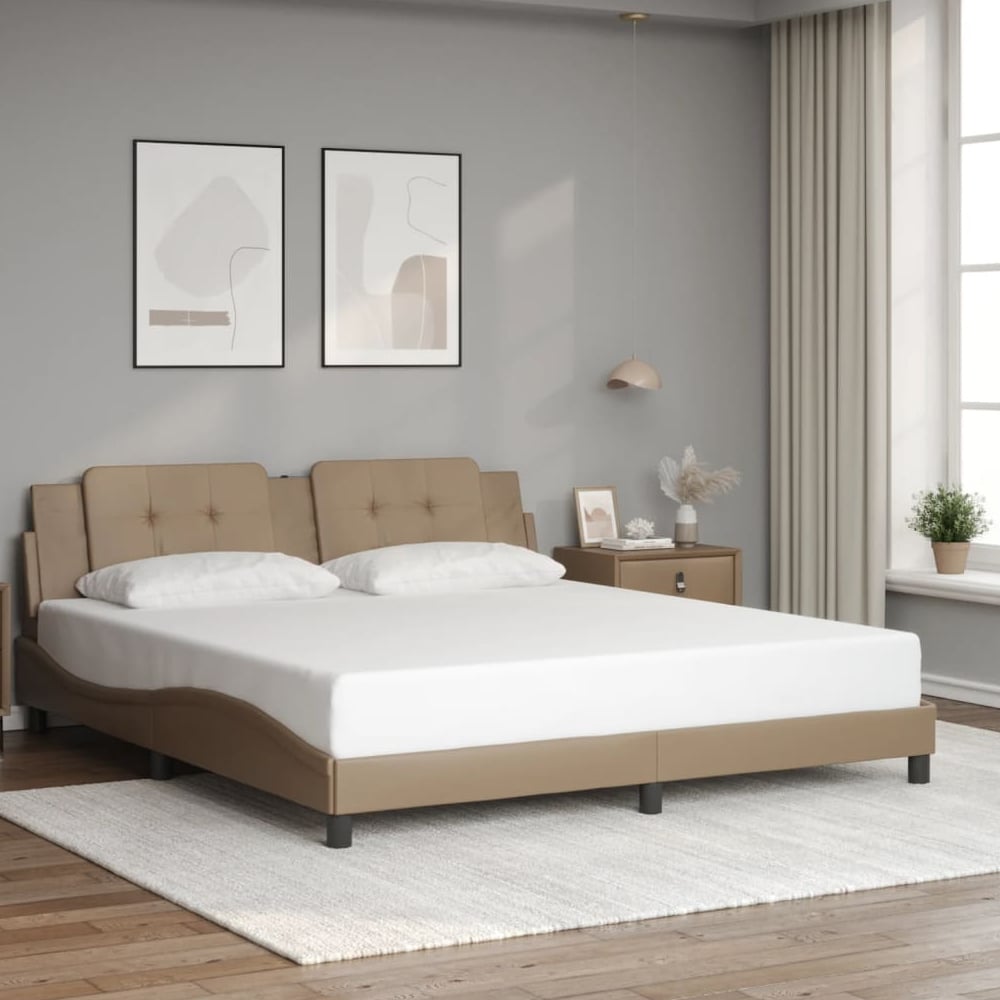 Attica Faux Leather Super King Size In Cappuccino