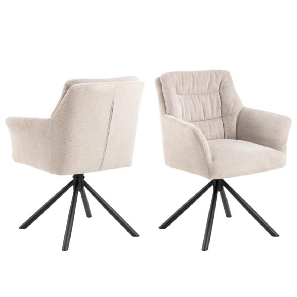 Atwater Beige Fabric Dining Chairs In Pair | Bed Sava