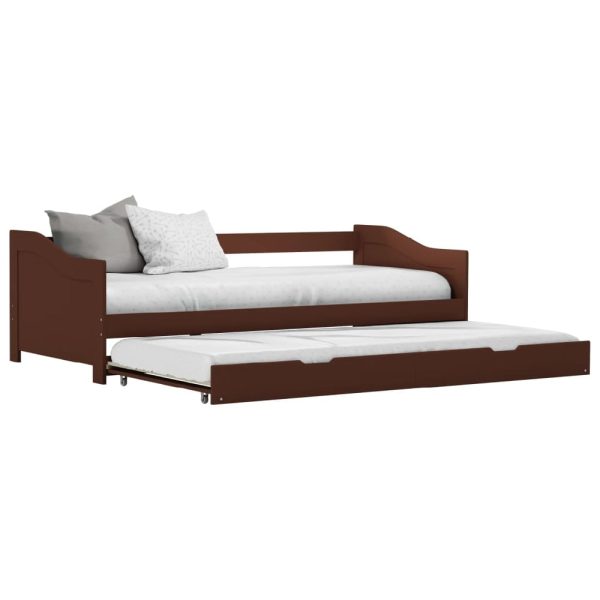 Atwater Wooden Pull Out Sofa Bed In Dark Brown | Bed Sava
