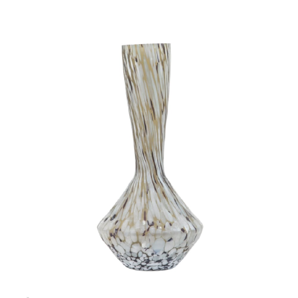 Auburn Small Glass Decorative Vase In Brown And White