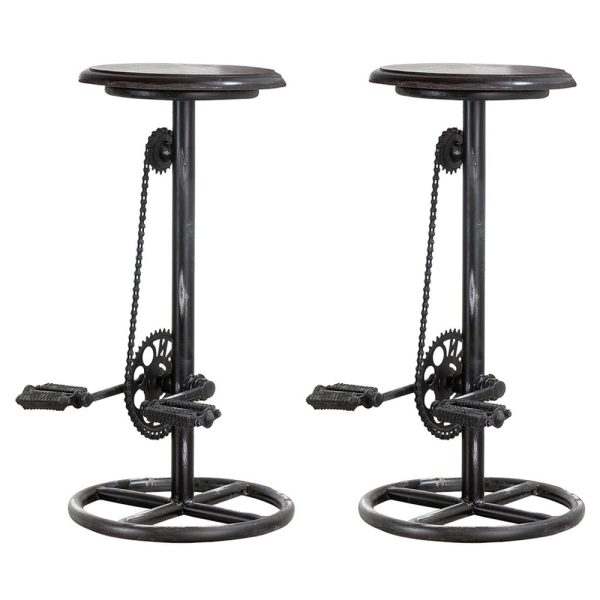 Auckland Black Metal Bar Chairs In Pair | Bed Sava