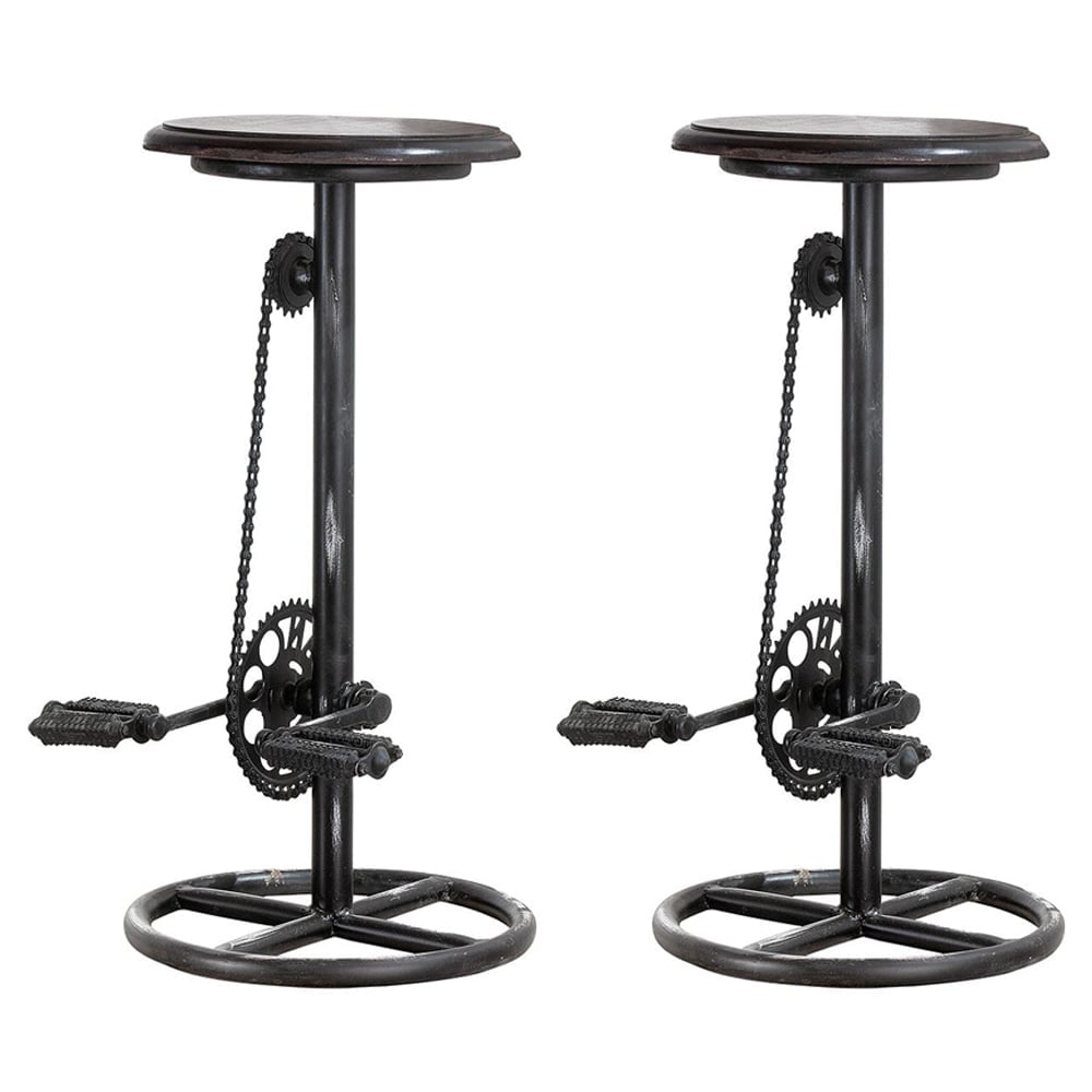 Auckland Black Metal Bar Chairs In Pair