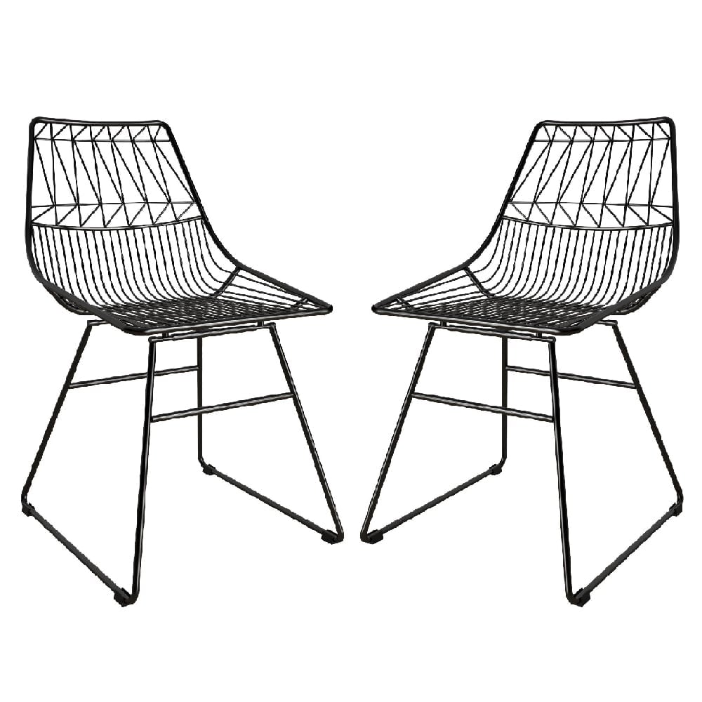 Auckland Black Metal Bistro Dining Chairs In Pair