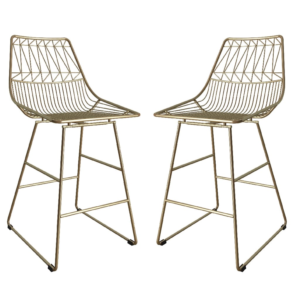Auckland Gold Metal Bar Chairs In Pair