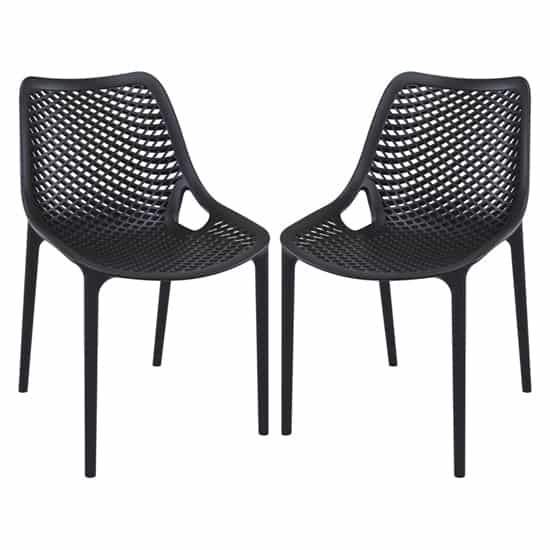 Aultas Outdoor Black Stacking Dining Chairs In Pair