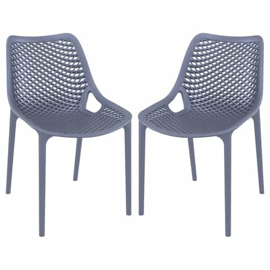 Aultas Outdoor Dark Grey Stacking Dining Chairs In Pair