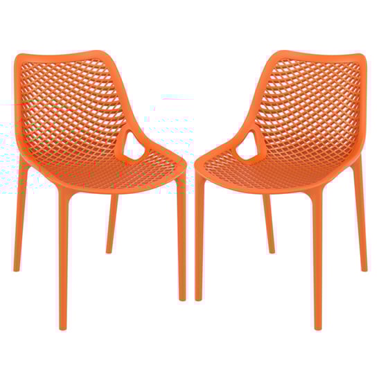 Aultas Outdoor Orange Stacking Dining Chairs In Pair