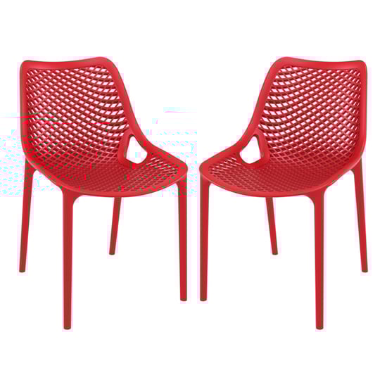 Aultas Outdoor Red Stacking Dining Chairs In Pair