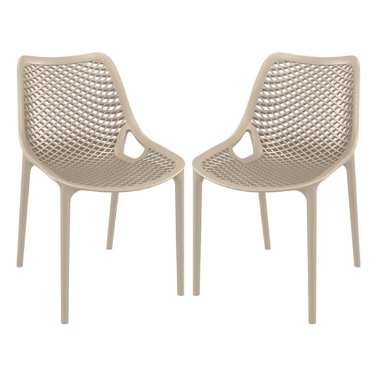 Aultas Outdoor Taupe Stacking Dining Chairs In Pair