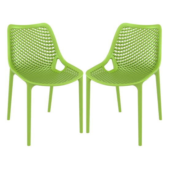 Aultas Outdoor Tropical Green Stacking Dining Chairs In Pair