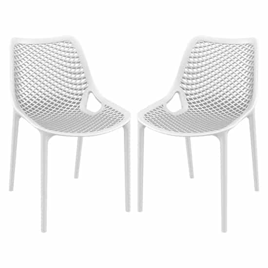 Aultas Outdoor White Stacking Dining Chairs In Pair