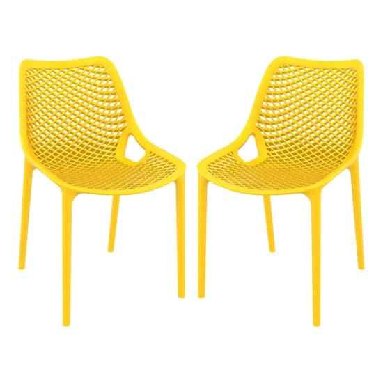 Aultas Outdoor Yellow Stacking Dining Chairs In Pair