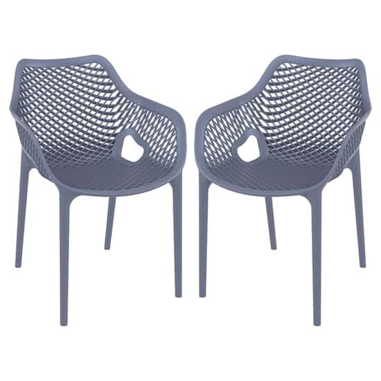 Aultos Outdoor Dark Grey Stacking Armchairs In Pair