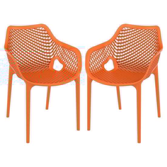 Aultos Outdoor Orange Stacking Armchairs In Pair