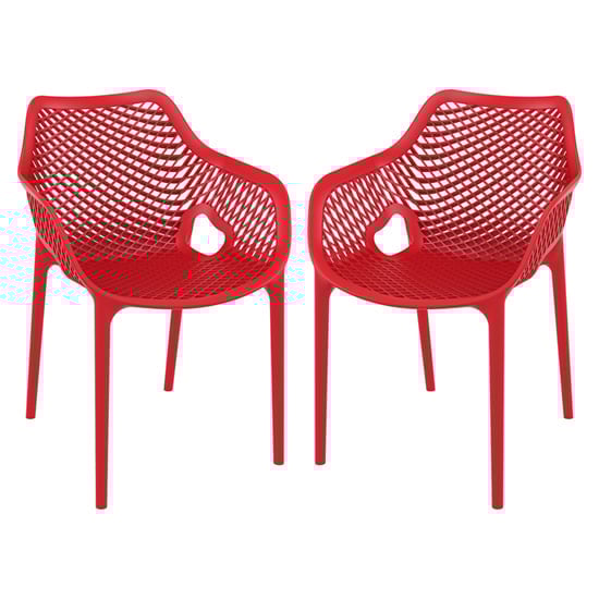 Aultos Outdoor Red Stacking Armchairs In Pair