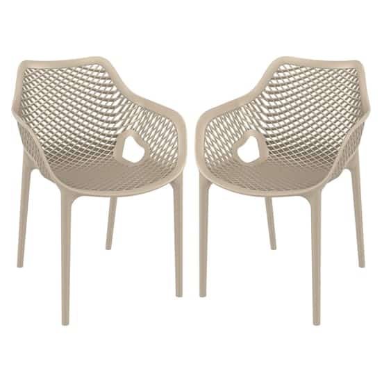 Aultos Outdoor Taupe Stacking Armchairs In Pair