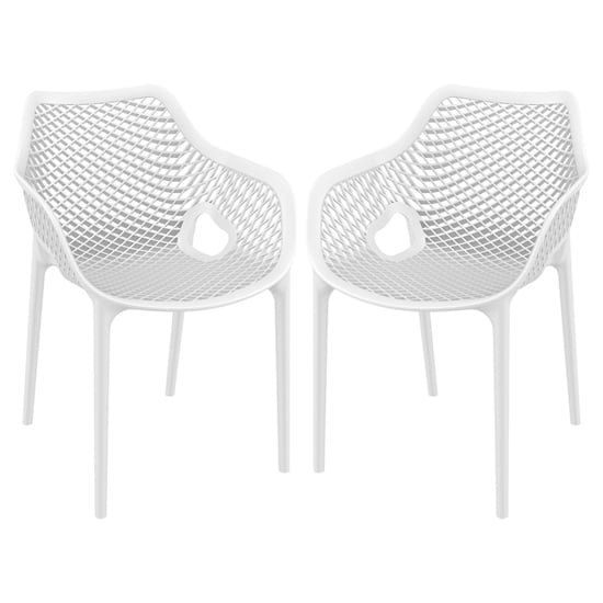 Aultos Outdoor White Stacking Armchairs In Pair