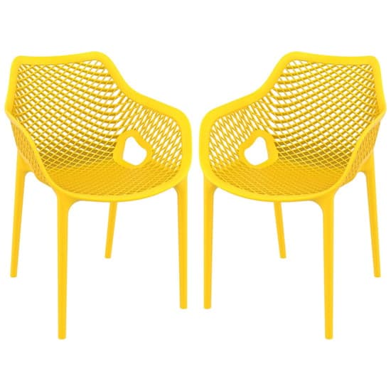 Aultos Outdoor Yellow Stacking Armchairs In Pair