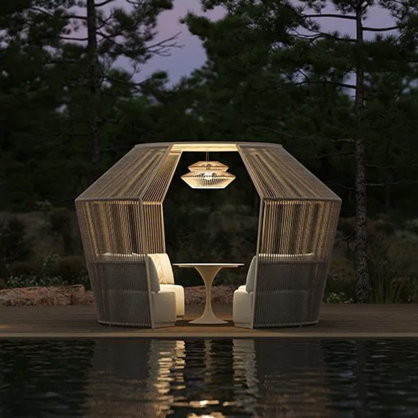 Aurora Aluminium Garden Seater Pod In Charcoal And Graphite | Bed Sava
