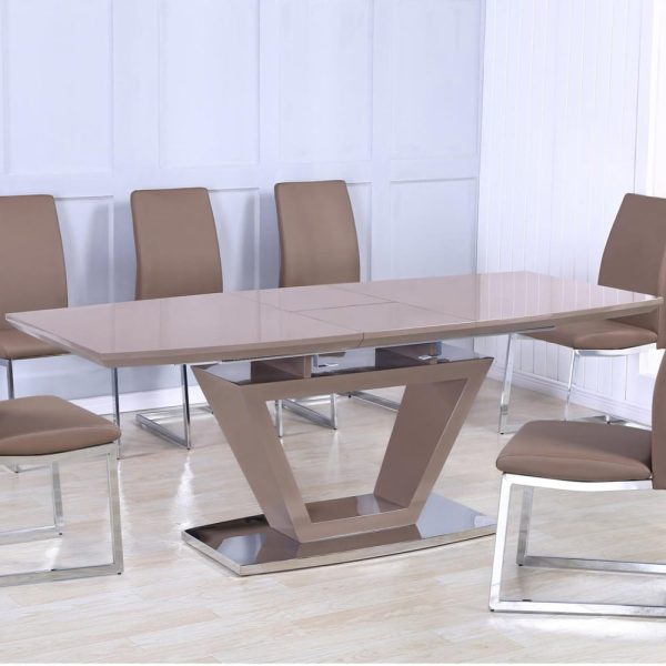 Aurora High Gloss Extending Dining Table In Cappuccino | Bed Sava