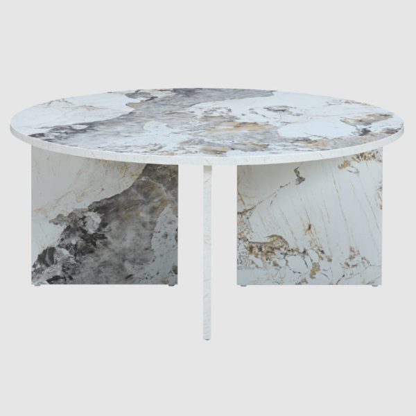Aurora Wooden Round Coffee Table In Pandora Marble Effect | Bed Sava