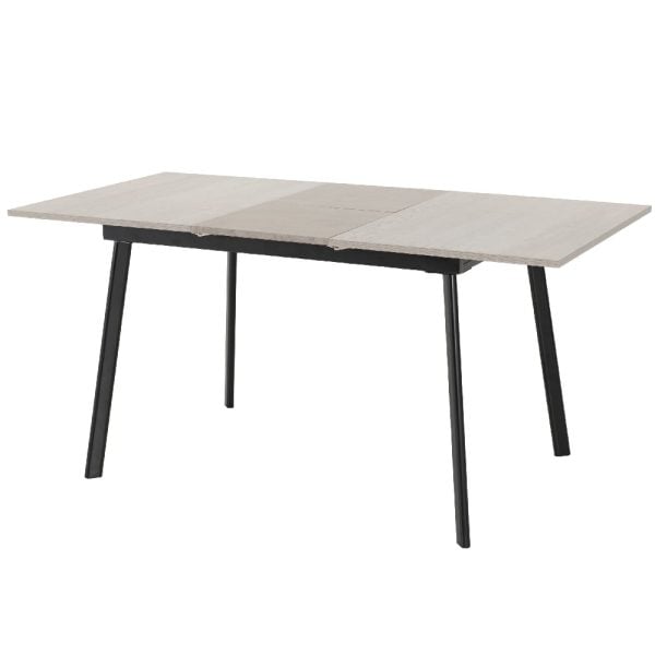 Avah Wooden Extending Dining Table In Concrete Effect | Bed Sava