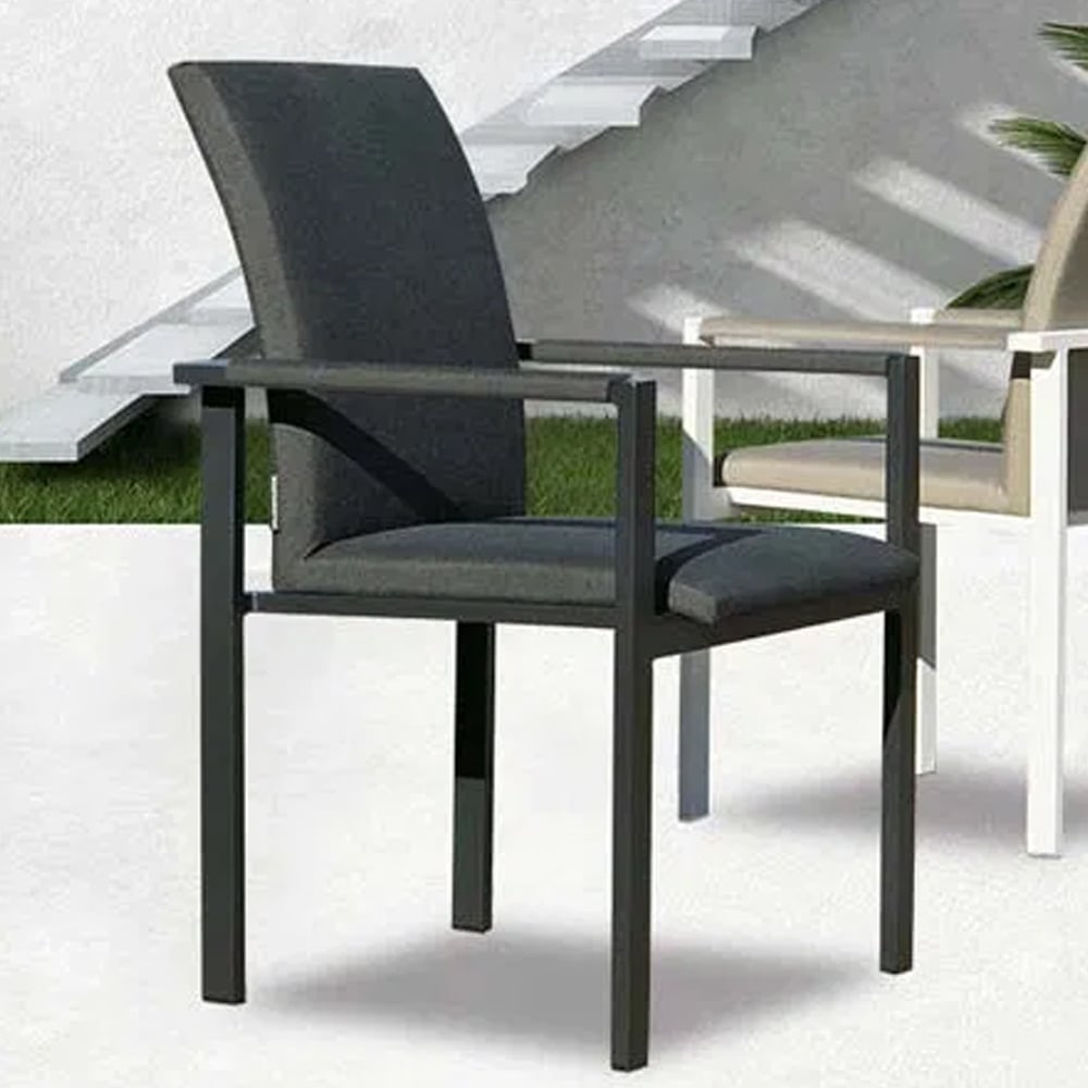 Avenel Fabric Garden Stacking Armchair In Charcoal And Slate Natte