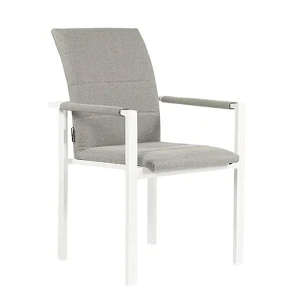Avenel Fabric Garden Stacking Armchair In White And Stone Natte | Bed Sava