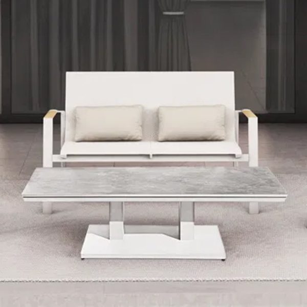 Almont Polyester Garden 2 Seater Sofa In White And Champagne | Bed Sava