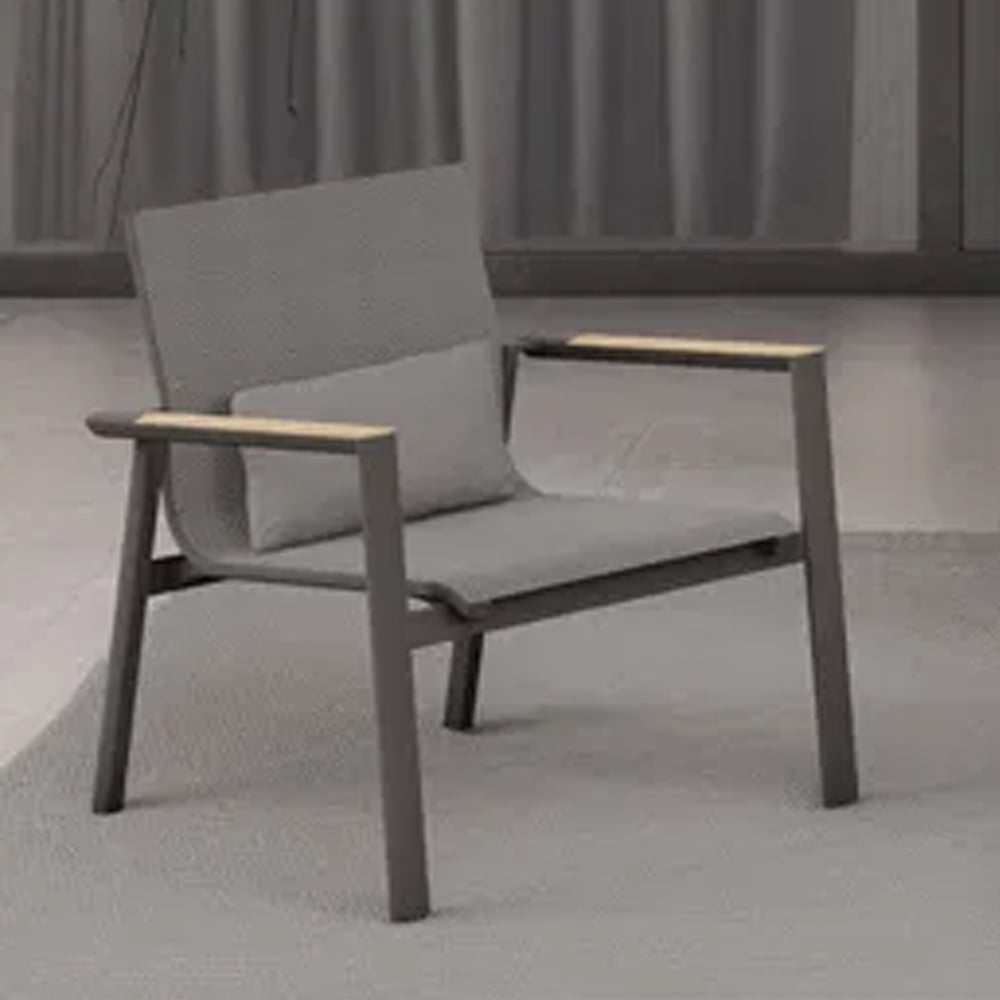 Almont Polyester Garden Lounge Armchair In Charcoal And Carbon