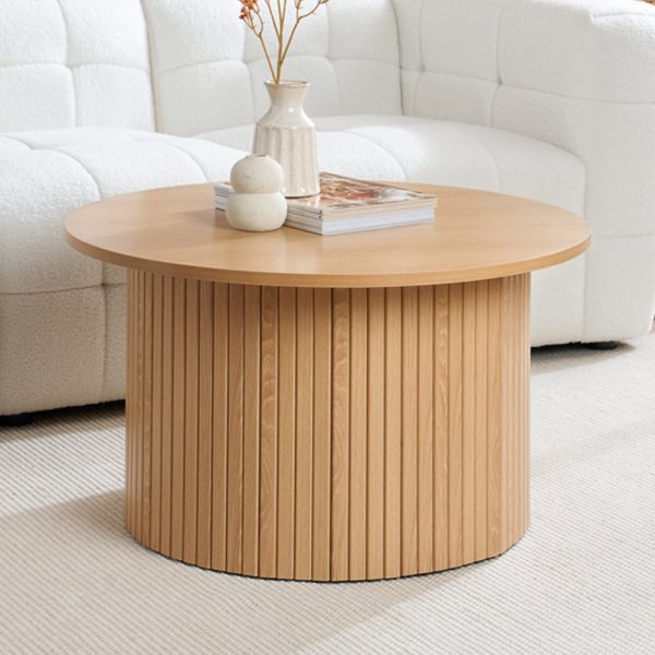 Avenel Wooden Round Coffee Table In Oak | Bed Sava
