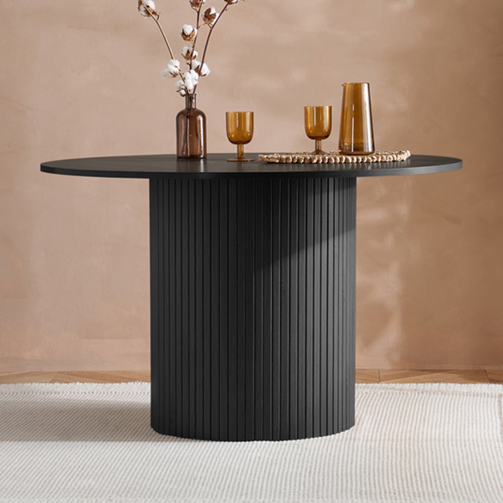 Avenel Wooden Round Dining Table In Black