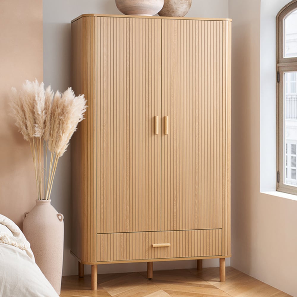 Avenel Wooden Wardrobe With 2 Doors 1 Drawer In Oak