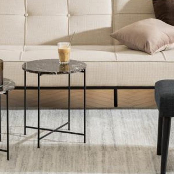 Avilla Small Marble Stone Round Side Table In Brown | Bed Sava