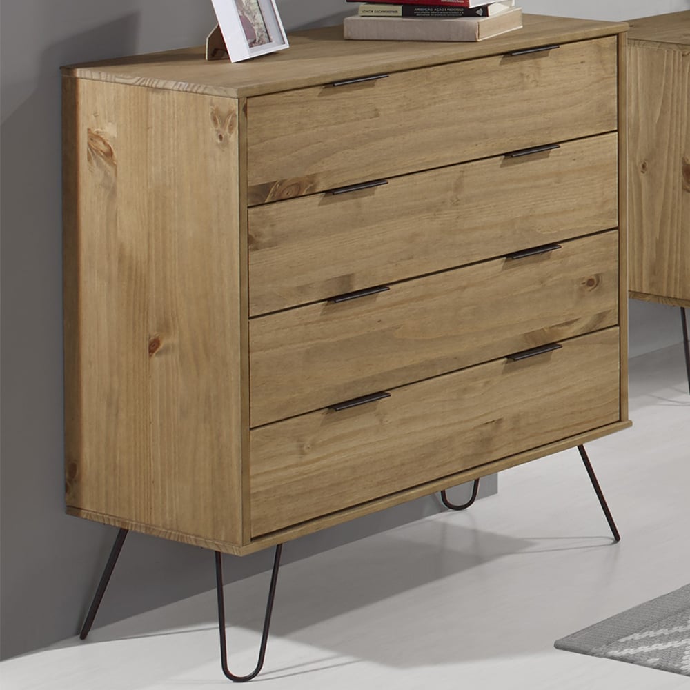 Avoch Wide Wooden Chest Of 4 Drawers In Oak